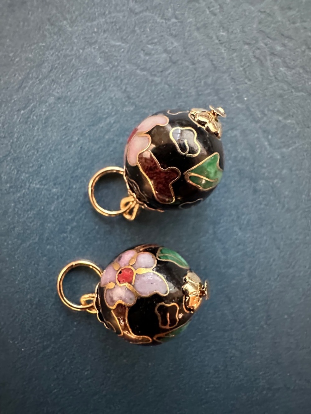 Vintage 6 PAIRS of Black Cloisonne Earrings Bundle